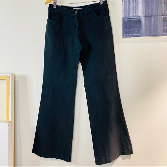Vintage JIGSAW Black Linen Wide Leg Pants Size 6 - Picture 2 of 6